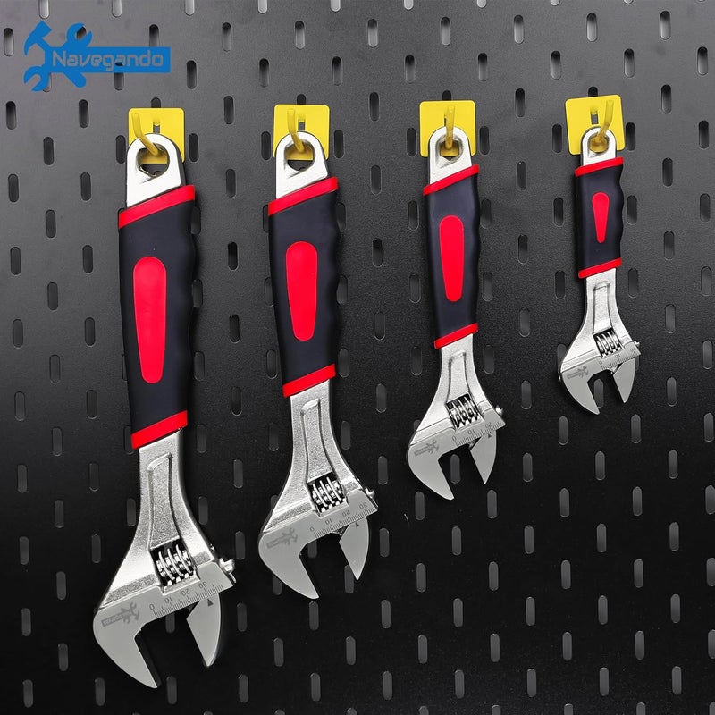 Navegando 4-Piece Adjustable Wrench Set, 6/8/10/12 Inch, Heat Treated Carbon Steel with Non-Slip Rubber Grip，Corrosion Resistant Finish for Automotive, Plumbing & DIY Repairs - Image 3